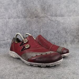 Remonte Shoes Womens 38 Casual Fashion Slip On Leather Walking Comfort Red Grey